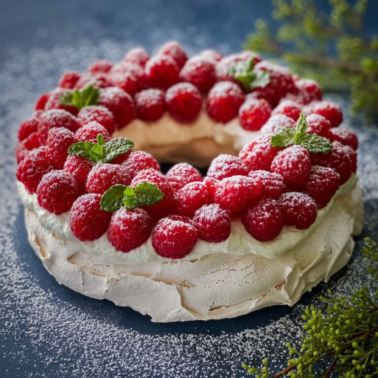 Christmas Pavlova with Raspberries and Mascarpone Cream Recipe