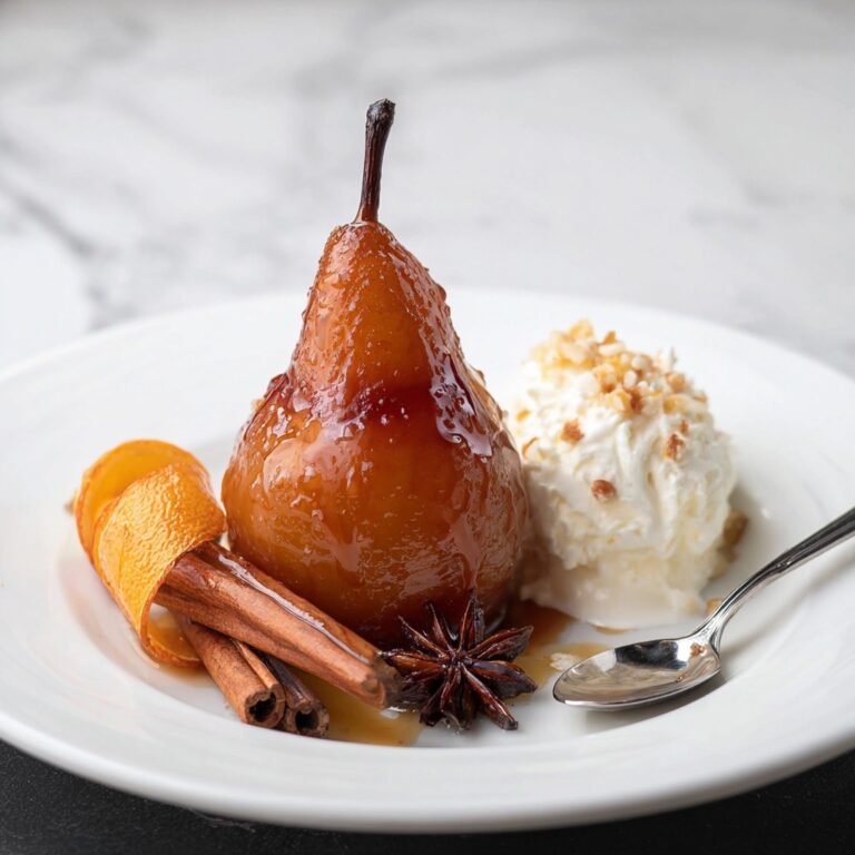Poached Pears with Mascarpone Cream and Spiced Orange Syrup Recipe