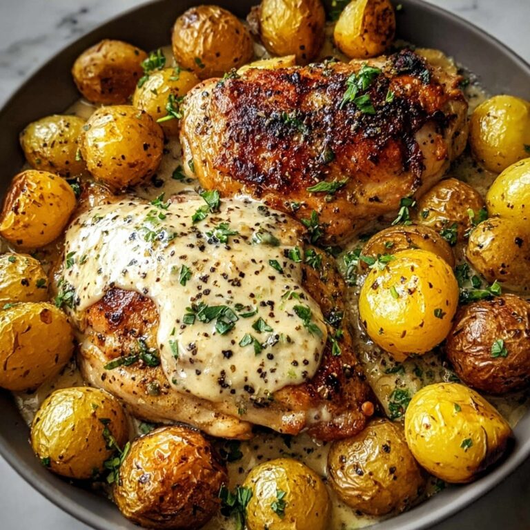 Creamy Garlic Chicken with Roasted Baby Potatoes Recipe