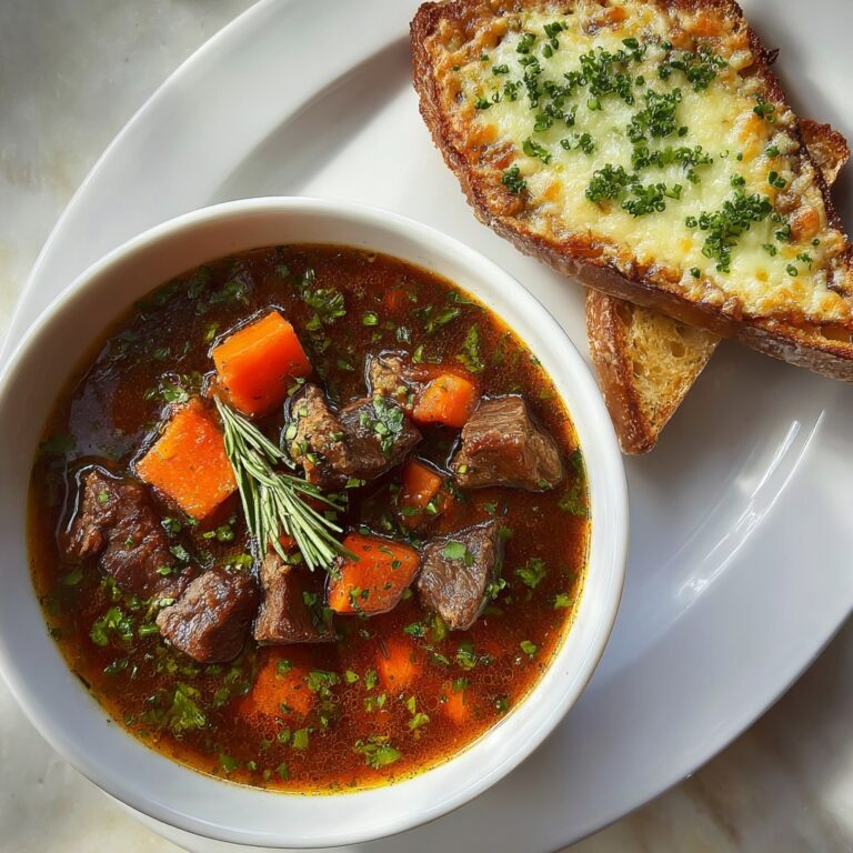 Braised Beef Soup with Cheesy Bread Recipe
