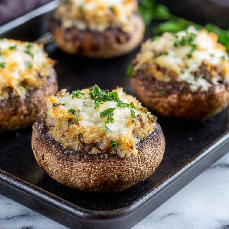 Stuffed Mushrooms with Sausage and Melty Mozzarella Recipe