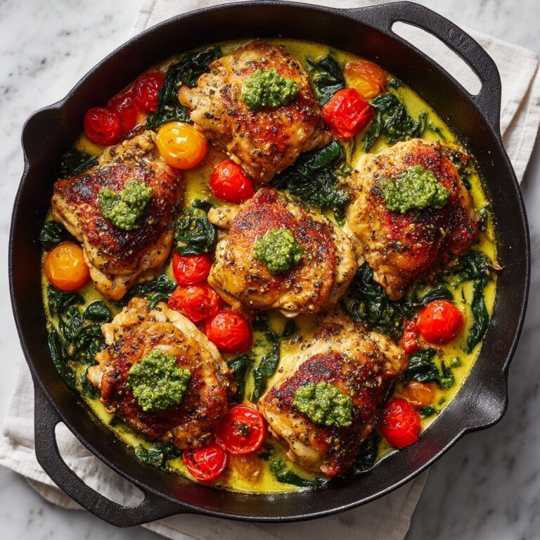 Creamy Pesto Chicken with Roasted Tomatoes & Spinach Recipe