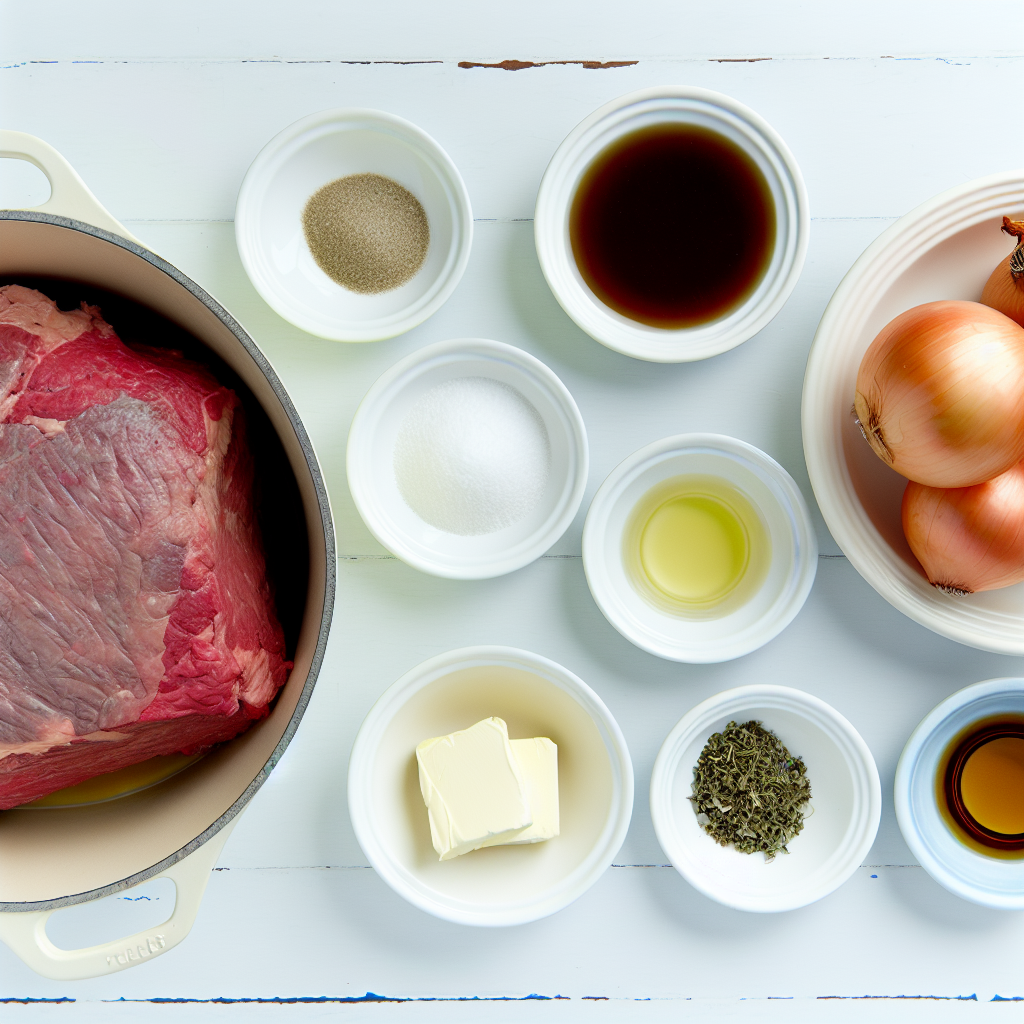 Dutch Oven Pot Roast Beef with French Onion Gravy Recipe - Recipe Image