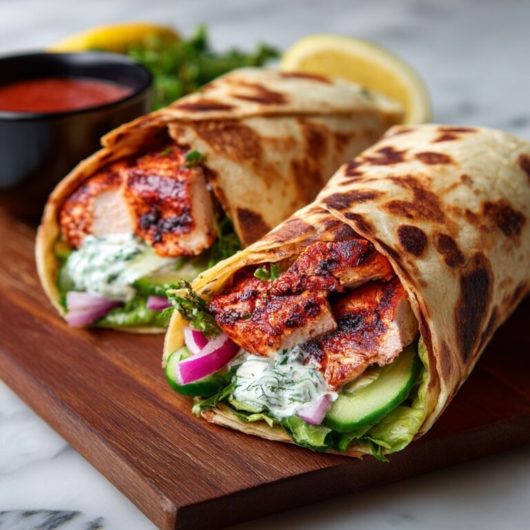 Greek Chicken Wraps with Roasted Red Pepper Sauce Recipe