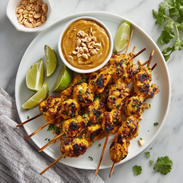 Chicken Satay with Peanut Dipping Sauce Recipe