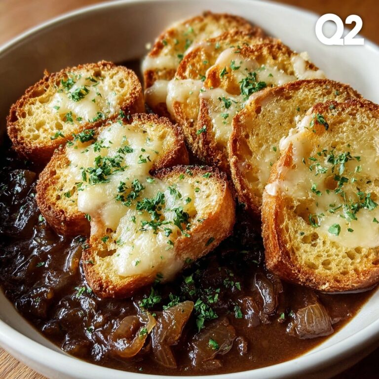 French Onion Beef Stew with Cheesy Bread Topping Recipe