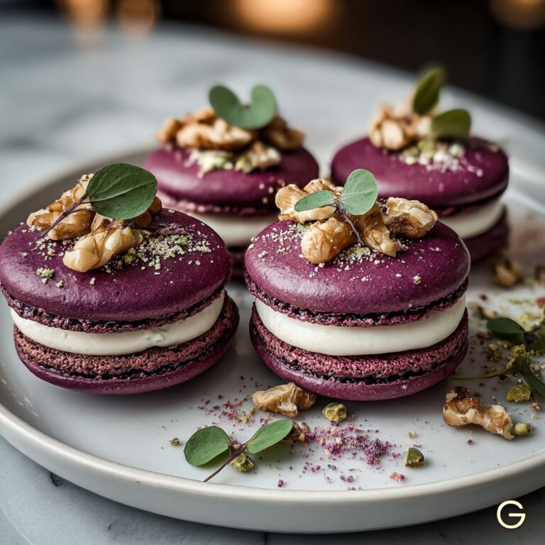 Savory Beet Macarons with Goat Cheese and Walnut Filling Recipe