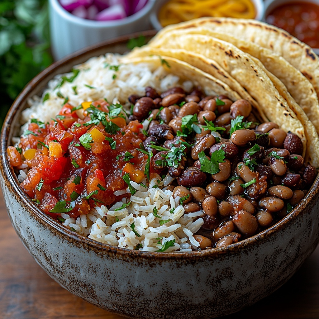 dried basil, dried parsley, oregano, mustard powder, smoked paprika, onion powder in small clear glass bowls; a tablespoon of golden butter and a tablespoon of deep green olive oil in separate small dishes; diced kielbasa with rich reddish-brown color on a rustic wooden board; diced yellow onion, bright orange diced carrots, and pale green diced celery neatly arranged in small white bowls; three minced garlic cloves on a small white ceramic plate; a dollop of vivid red tomato paste on a white spoon; small dishes of dark Worcestershire sauce and vibrant red hot sauce; finely chopped green cabbage piled loosely on a clean white linen napkin; a 14.5 oz can of bright red diced tomatoes with visible juice; a glass measuring cup filled with deep red V8 juice; a clear glass bowl of golden chicken broth; small bowls of salt and pepper beside the other ingredients. All elements arranged symmetrically on a smooth, clean light wood surface with natural soft daylight illuminating the scene, emphasizing the diverse colors and textures—fresh greens, warm reds, earthy browns, and bright spices. Overhead shot, top down view, flat lay photography, professional food styling --ar 1:1 --q 2 --s 750 --v 6.1