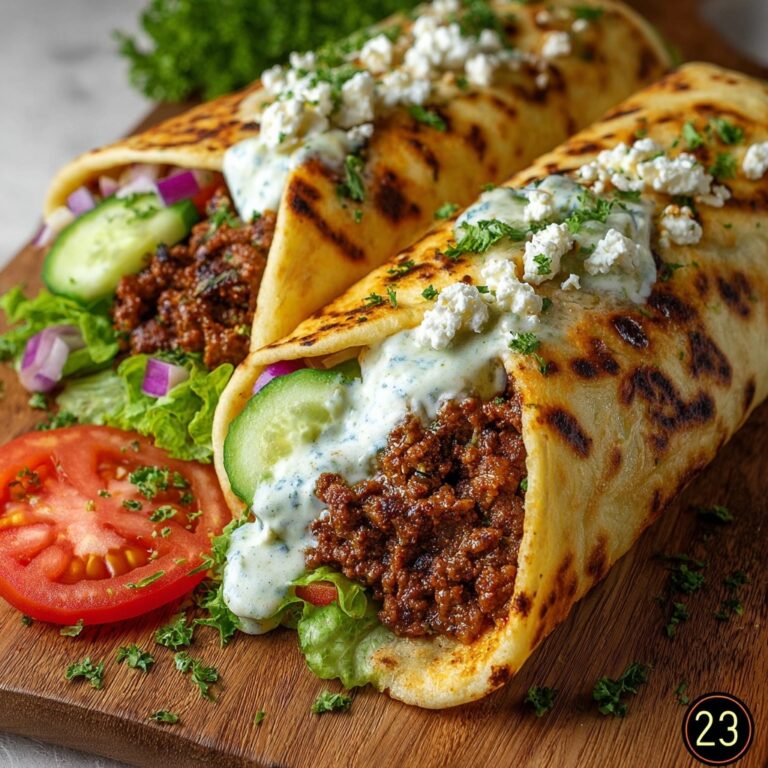 Mediterranean Spiced Beef Wraps with Creamy Feta Sauce – 30-Minute Dinner Recipe