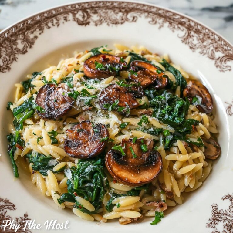 Garlic Butter Orzo with Mushrooms and Spinach Recipe