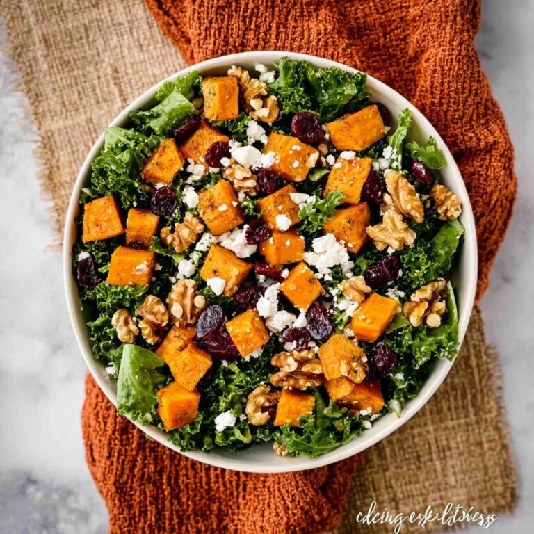 Butternut Squash Salad with Kale, Cranberries, Walnuts, and Feta Recipe