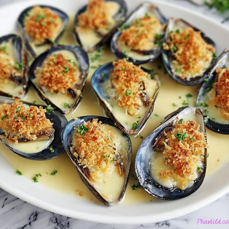 Irresistibly Creamy Stuffed Baked Mussels Recipe