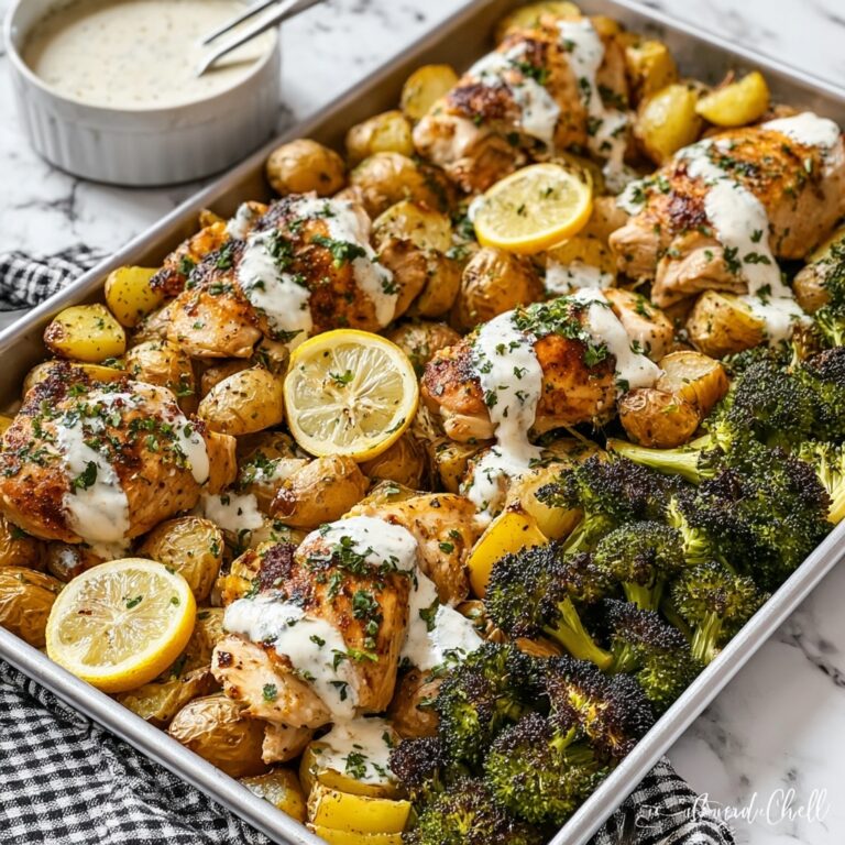 Lemon Garlic Chicken with Roasted Potatoes and Broccoli Recipe