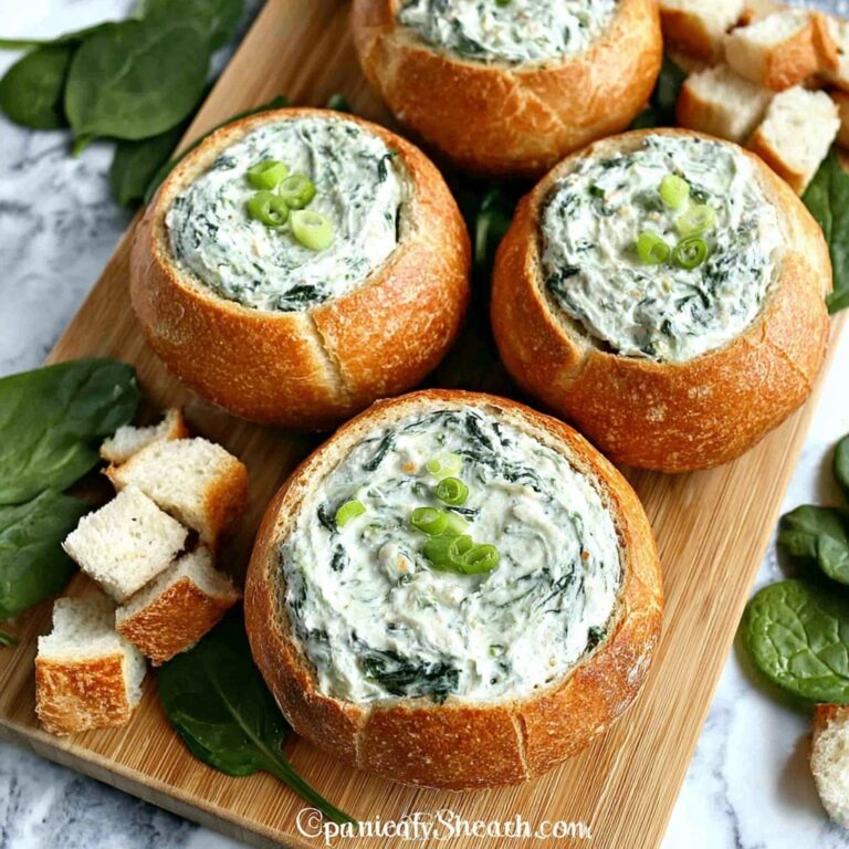 Creamy Spinach and Water Chestnut Dip in Sourdough Bread Bowl Recipe
