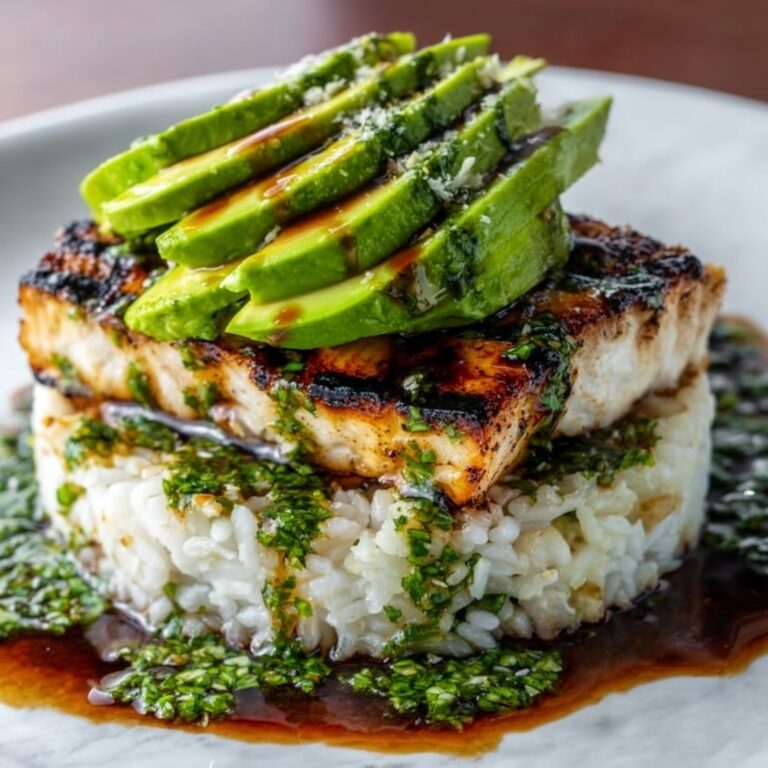 Avocado Chicken Rice Stack with Lime and Cilantro Recipe
